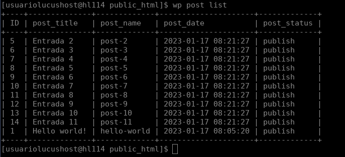 Listar posts de WordPress con WP-CLI