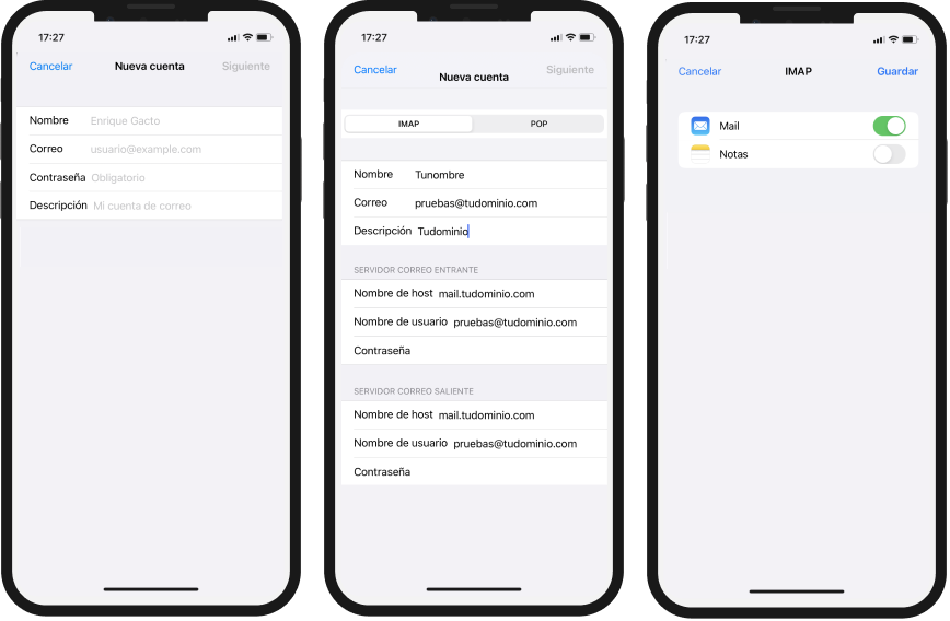 Configuración de una cuenta de correo en iPhone