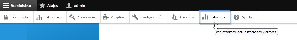 Sección informes Drupal