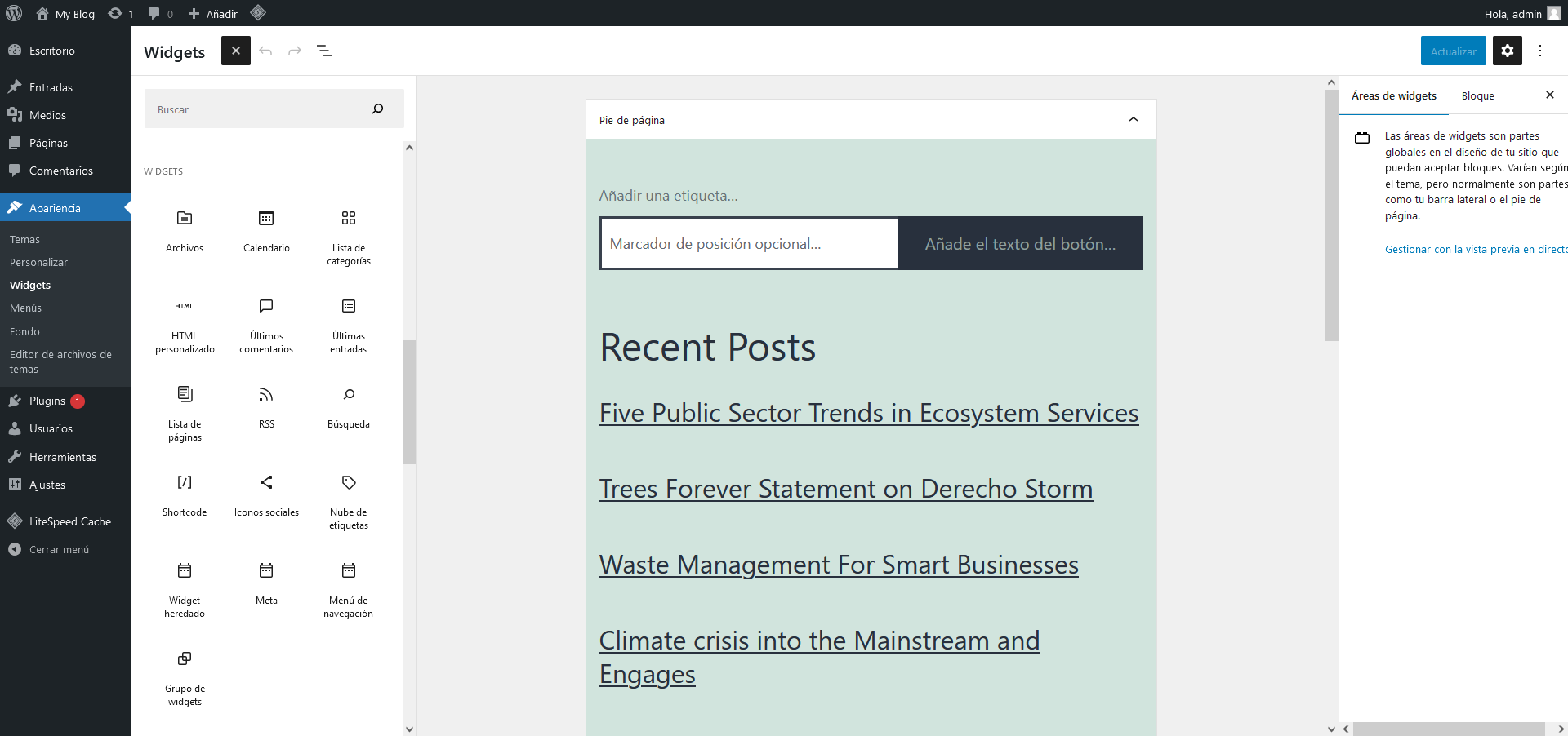 Footer por defecto de WordPress