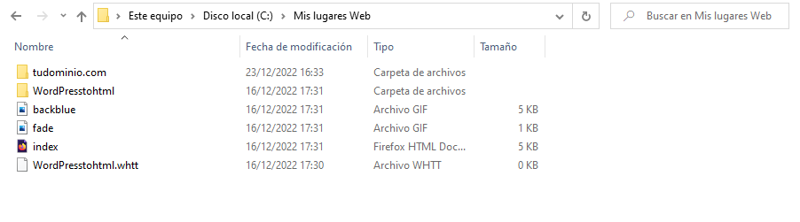 Mis lugares web descarga del contenido por wget