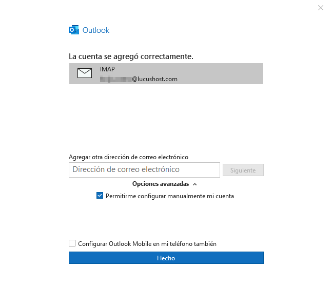 Autoconfiguración en Outlook