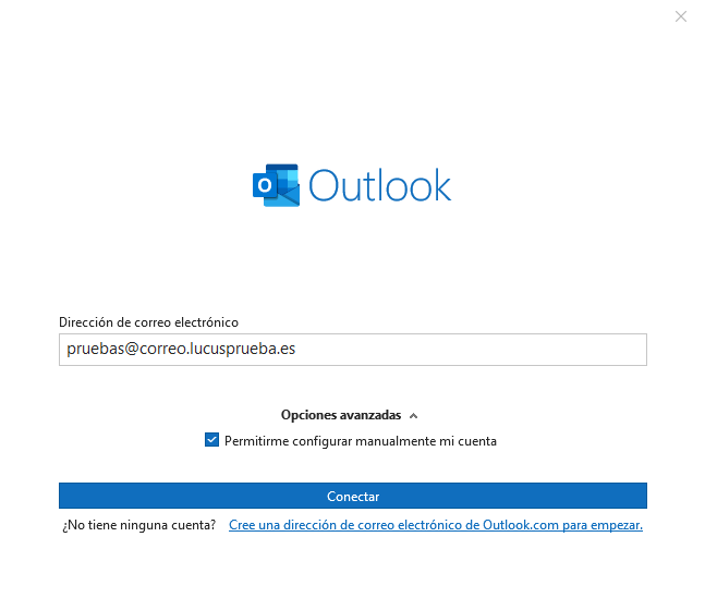 Conectar una cuenta de correo en Outlook