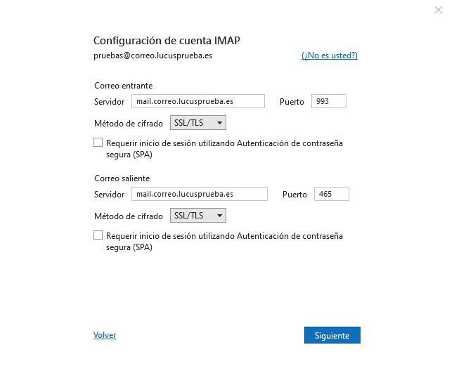 Configuración manual de una cuenta en Outlook