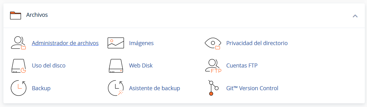 Administrador de archivos cPanel