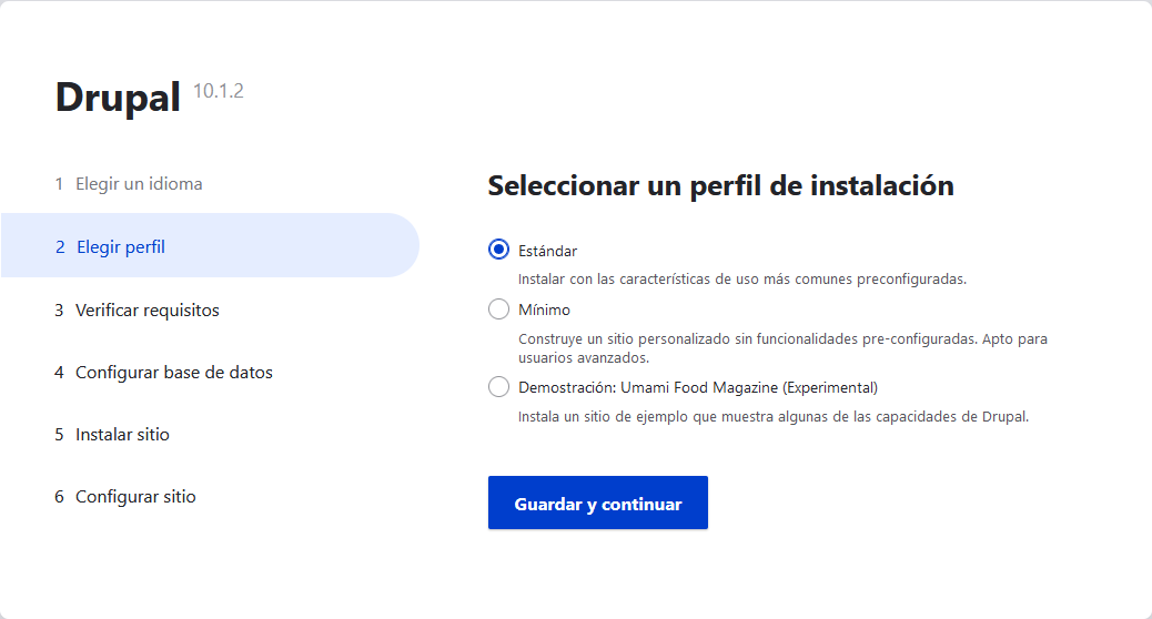 Seleccionar perfil de instalación en Drupal Multisitio
