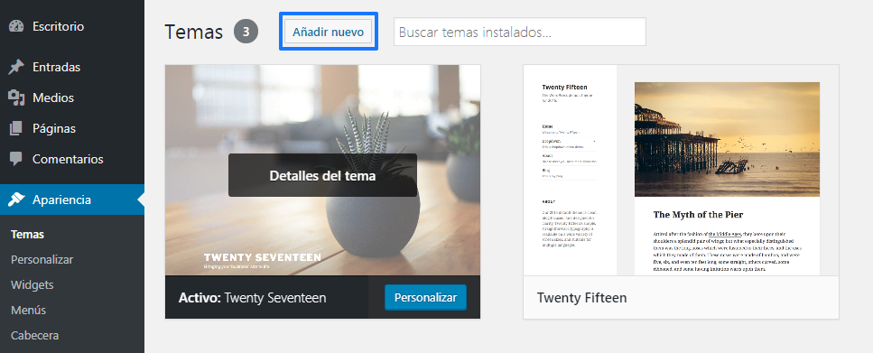 Instalar plantillas en WordPress