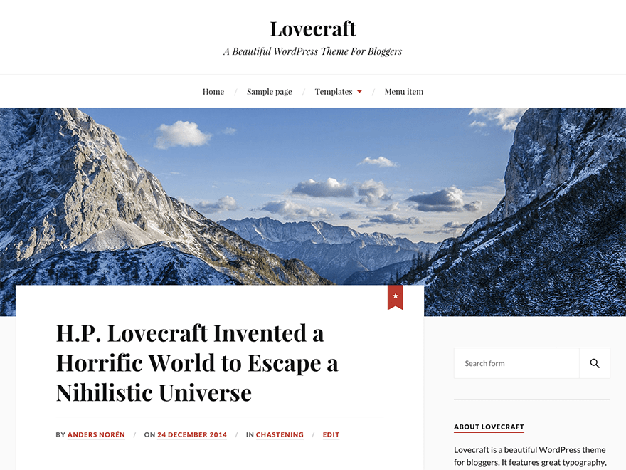 Las mejores plantillas WordPress gratis captura Lovecraft