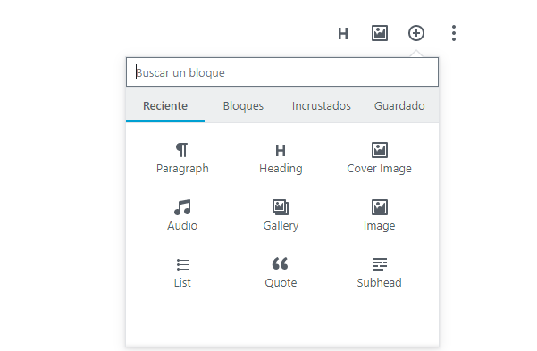 Añadir bloque en Gutenberg