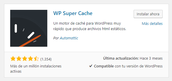 Instalar WP Super Cache en WordPress