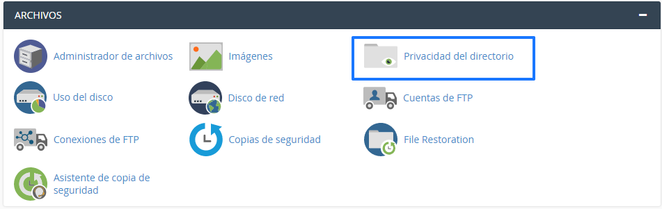 Privacidad del directorio cPanel