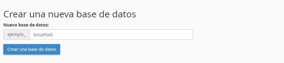 Crear nombre de la base de datos