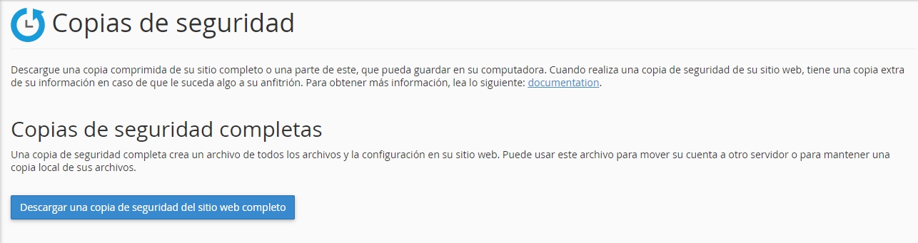 Crear una copia de seguridad desde cPanel