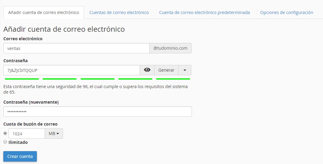 Crear cuenta de correo de empresa en cPanel