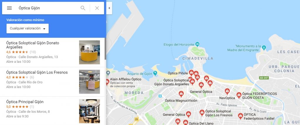 Ejemplo de empresa en Google Maps