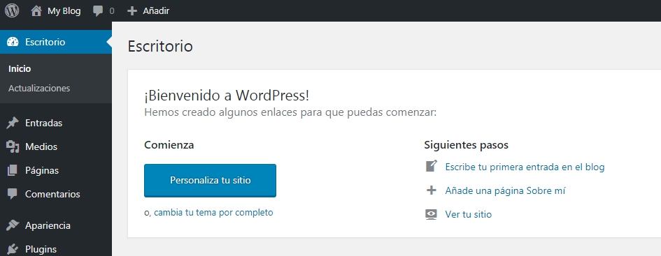 Escritorio de WordPress