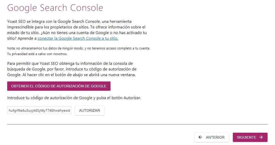 Paso 8: Asistente de instalación de Yoast SEO