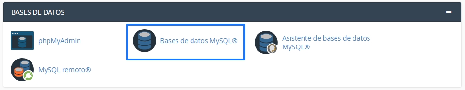 Sección Base de datos en cPanel