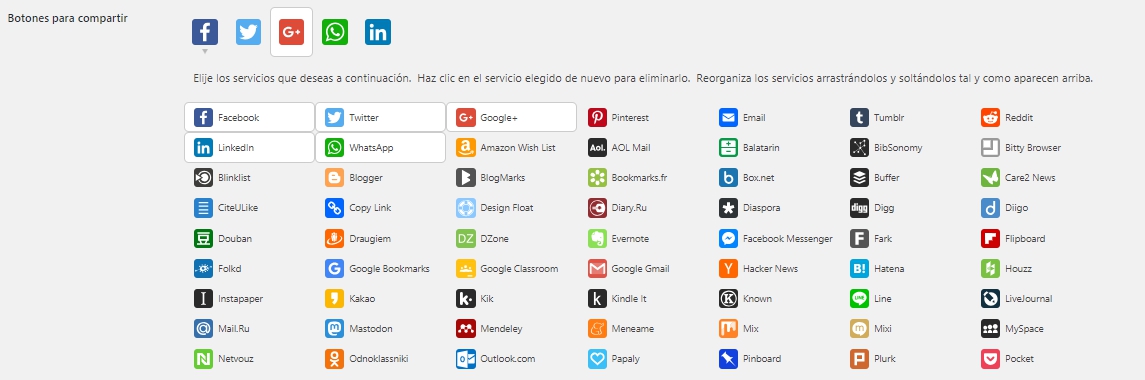 Plugins redes sociales WordPress AddToAny