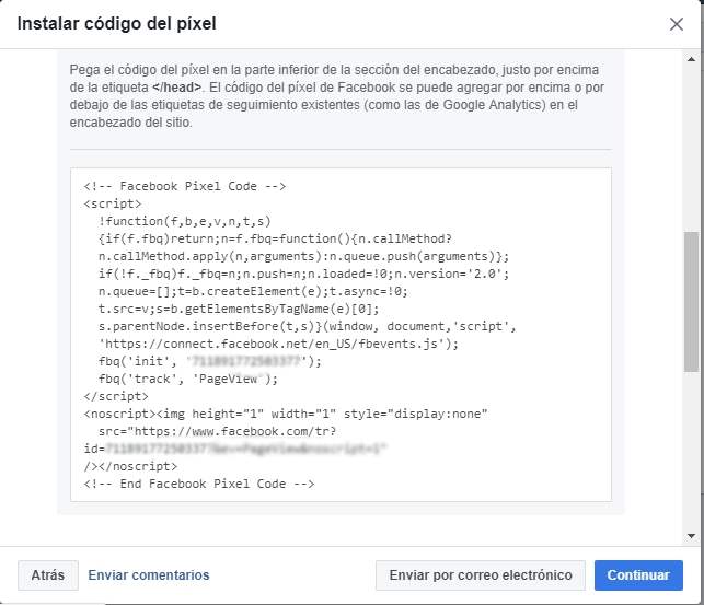 Ejemplo Píxel de Facebook