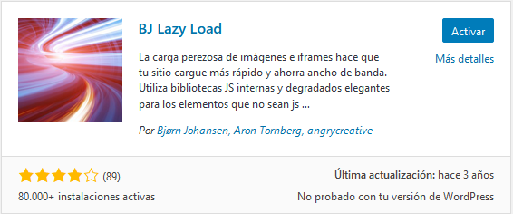 Instalar BJ Lazy Load en WordPress