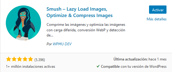 Instalar el plugin Smush – Lazy Load Images, Optimize & Compress Images en WordPress