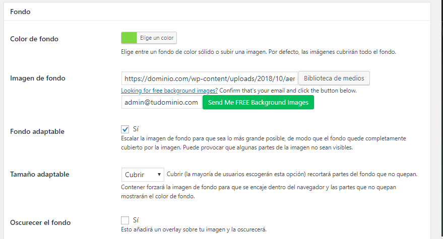 Ajustes de diseño Plugin página en construción