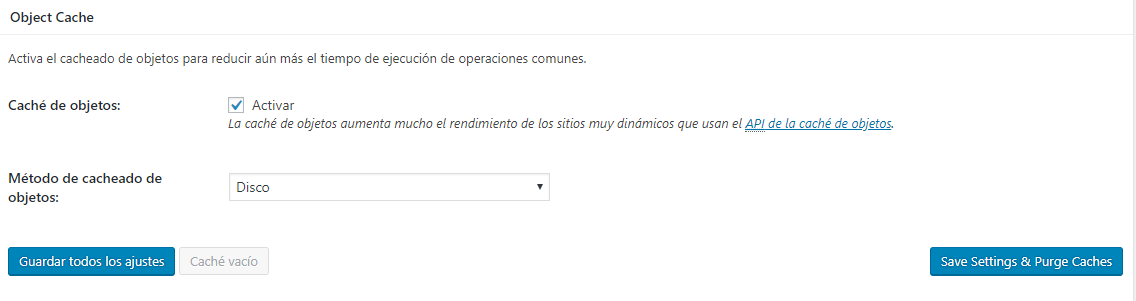 Cache de objetos W3 Total Cache de WordPress