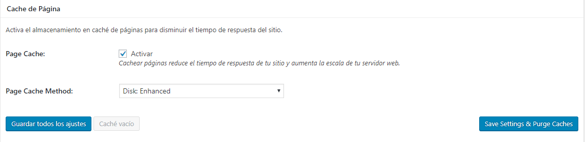 Cache de página W3 Total Cache de WordPress