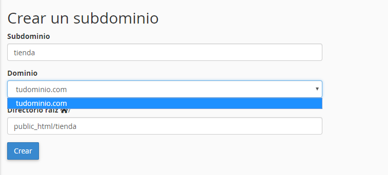 Cómo crear un subdomino en cPanel