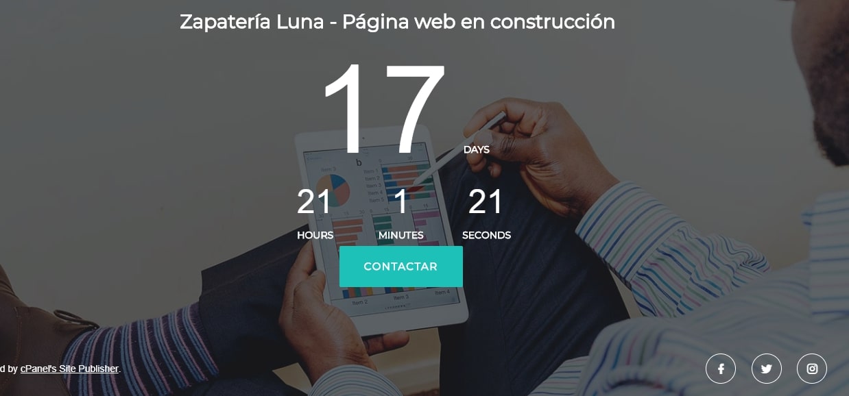 Página en construcción con Publicador de sitio de cPanel