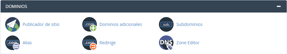 Sección Dominios en cPanel