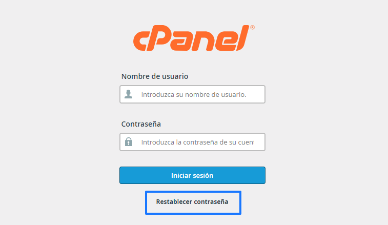 Restablecer datos de acceso a cPanel