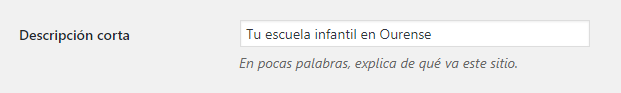 Ajustes generales WordPress: Descripción corta