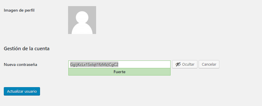 Cambiar contraseña WordPress desde el panel de administración 