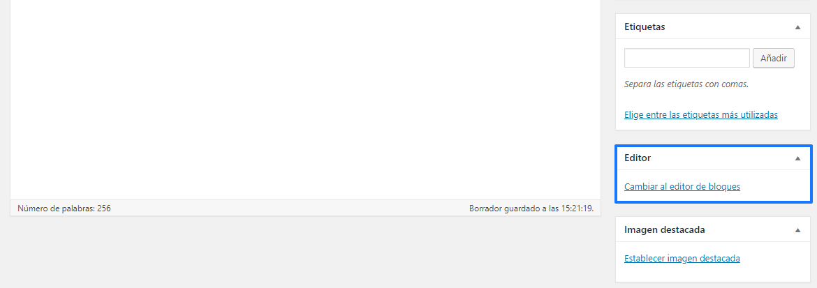 Cómo cambiar a Gutenberg desde el editor clásico de WordPress