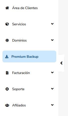 Acceso a la herramienta Premium Backup desde el área de clientes de LucusHost