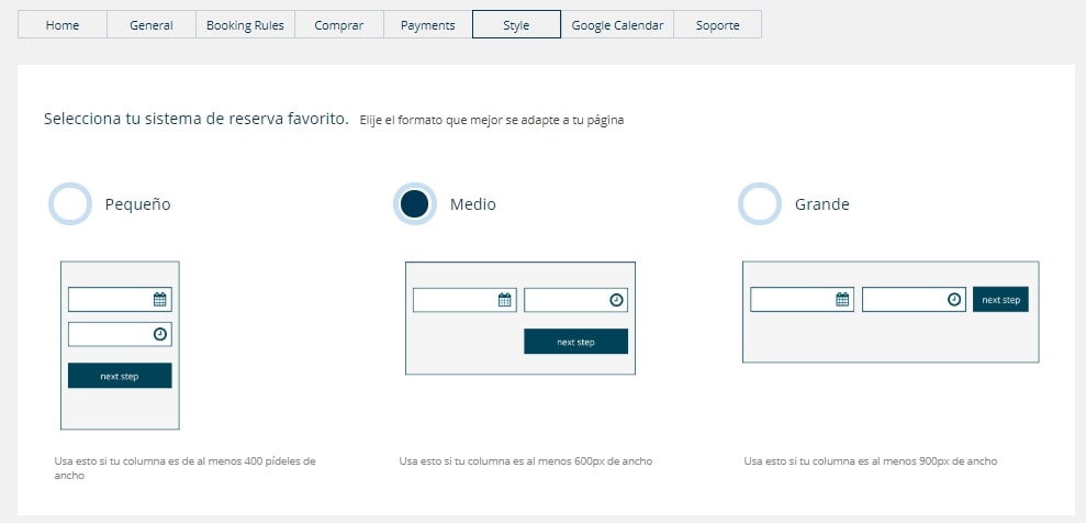 Configuración Salon Booking System