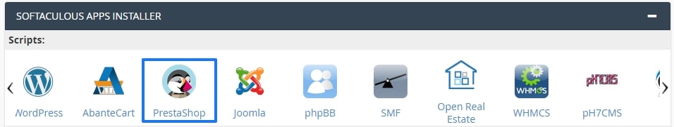 Softaculous: Instalar PrestaShop
