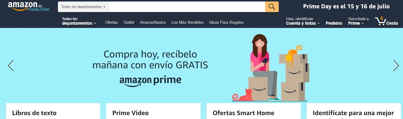 Ejemplo de slider en Amazon