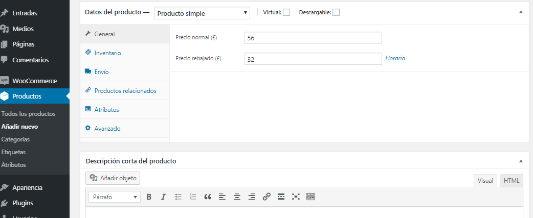 Añadir productos en WooCommerce
