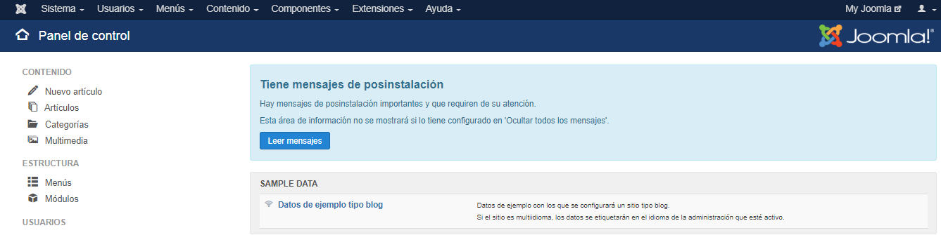 Escritorio Joomla