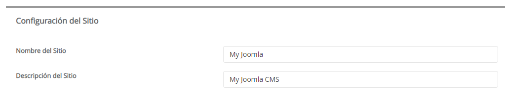 Formulario de instalación de Joomla