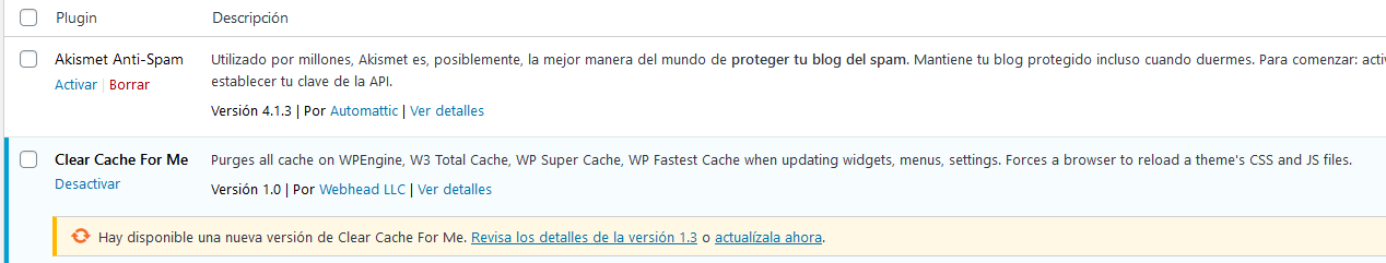 actualizar plugin wordpress desde backend