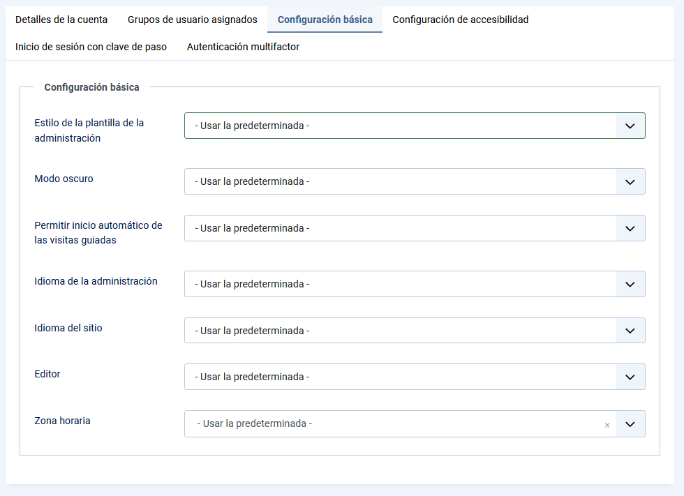 Establecer la configuración básica de los usuarios de Joomla