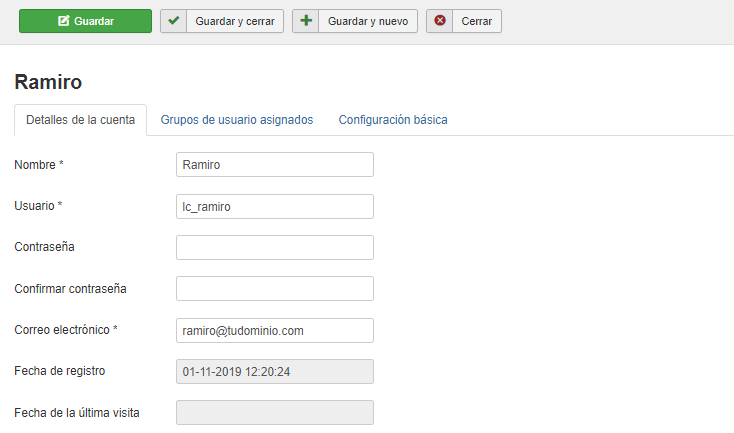 Cómo crear usuarios en Joomla