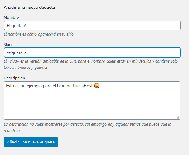 Configurar slugs en categorías y etiquetas de WordPress