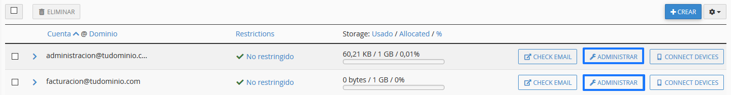 Cambiar contraseña de las cuentas de correo en cPanel