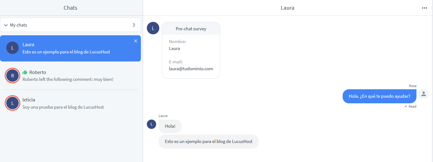 Gestión de chats en el plugin LiveChat de WordPress