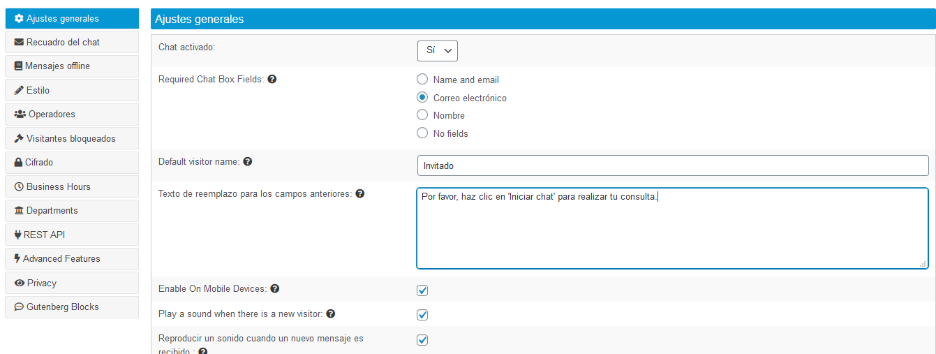 Configuracion WP-Live Chat by 3CX WordPress